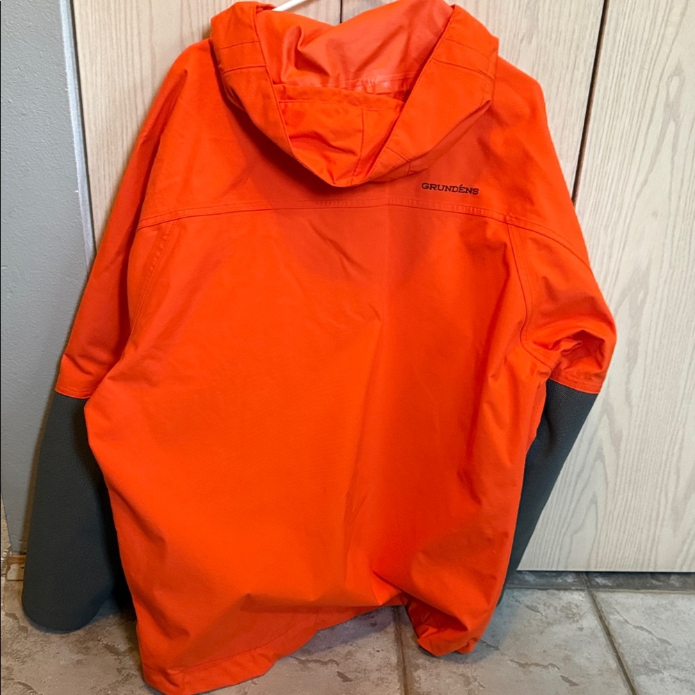 Grundéns Orange and Gray Hooded Jacket - Picture 3 of 5